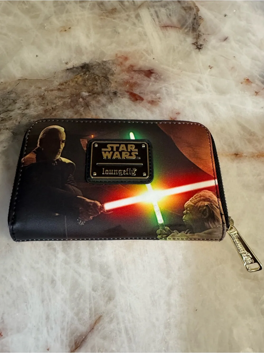 Star Wars Loungefly Lightsaber Zip Wallet - Black with Multi-Color Accents